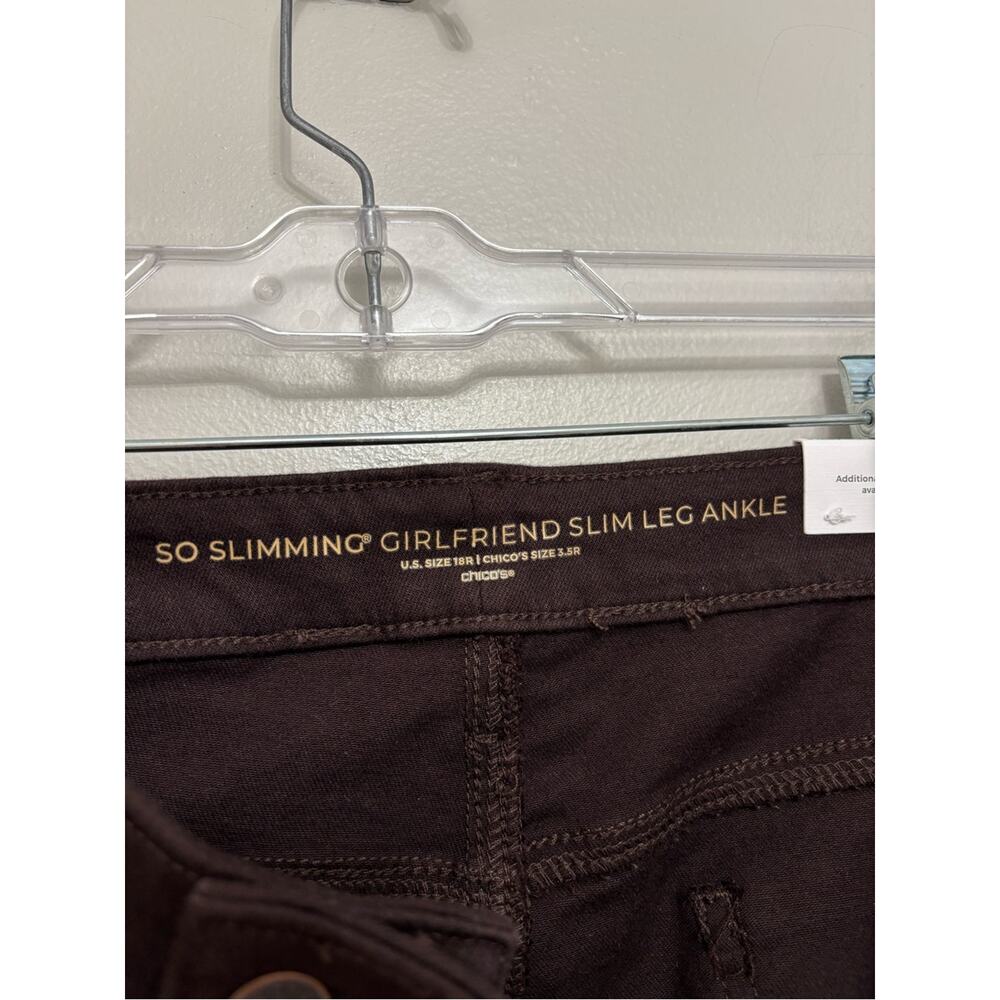 NEW Chico’s So Slimming Girlfriend Slim Ankle Jeans in Cocoa Bean -Size 3.5 (18) - Picture 6 of 8